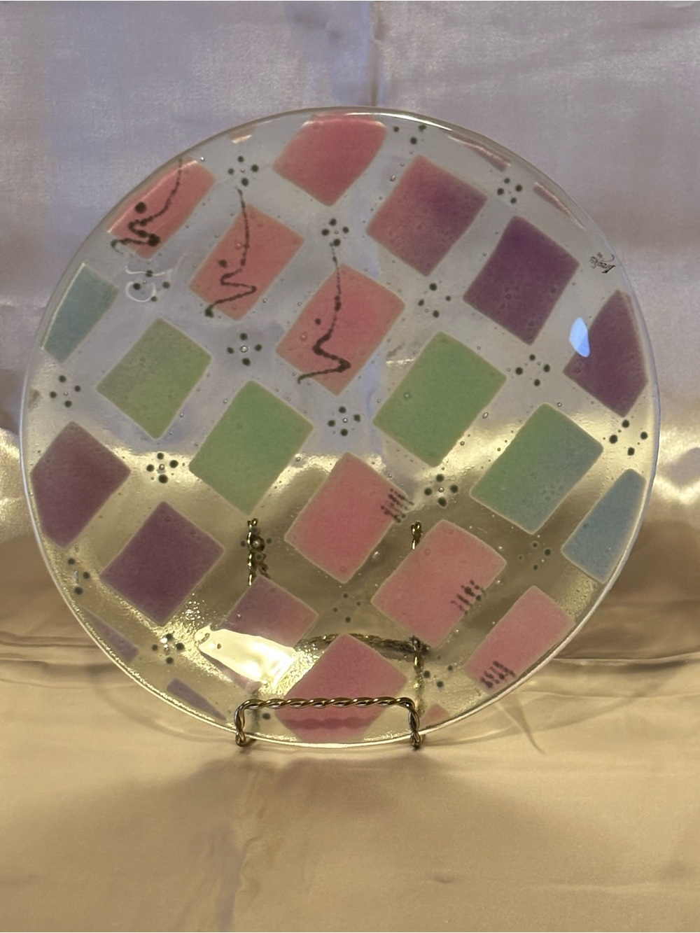Fire Glass  Decorative Pastel Fused Art Glass Pastel Plate